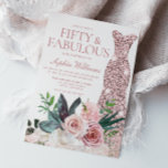 Blush Pink Rose Gold Dress 50. Geburtstag Einladung<br><div class="desc">Blush Pink Rose Gold Dress 50. Geburtstagsparty 50 & Fabulous Einladung Viele weitere Kleiderfarben Variationen und Blume Arrangements in der Sammlung (siehe unten)</div>