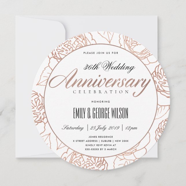 BLUSH PINK ROSE GOLD FLORAL JEDES JAHR EINLADUNG (Vorderseite)