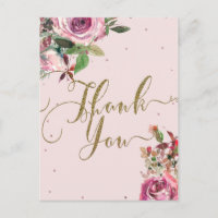 Blush Pink Rose Gold Floral Moderne Vielen Dank