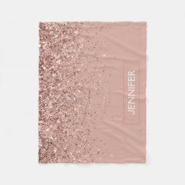 Blush Pink Rose Gold Glitzer Monogram Name Luxus Fleecedecke