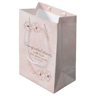 Blush Pink & Rose Gold Herzlichen Glückwunsch Hoch Mittlere Geschenktüte