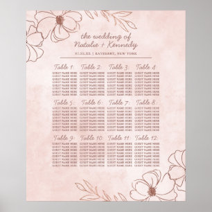 Blush Pink & Rose Gold Hochzeitstabelle Poster