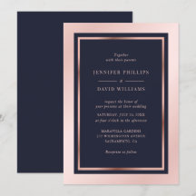 Blush Pink Rose Gold Moderne Gerahmte Hochzeit