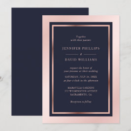Blush Pink Rose Gold Moderne Gerahmte Hochzeit Einladung