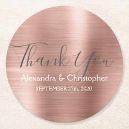 Blush Pink - Rose Gold Moderne Hochzeit Vielen Dan Runder Pappuntersetzer