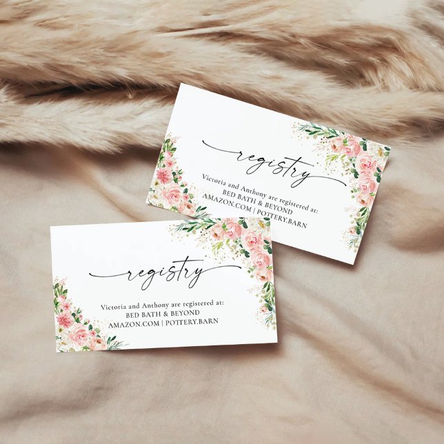 Blush Pink Rose Gold Registrierungskarte Begleitkarte (Von Creator hochgeladen)