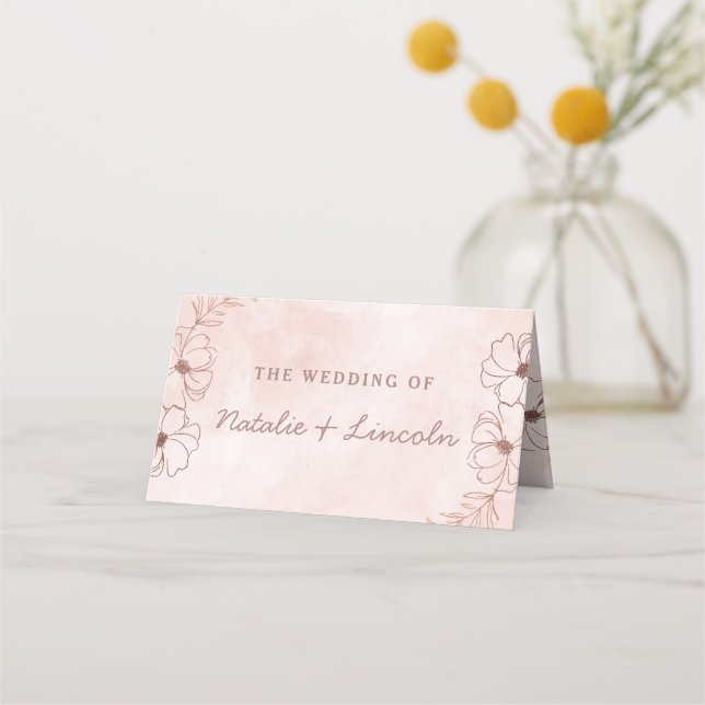 Blush Pink & Rose Gold Reservierte Hochzeitssitze Platzkarte (Rückseite)