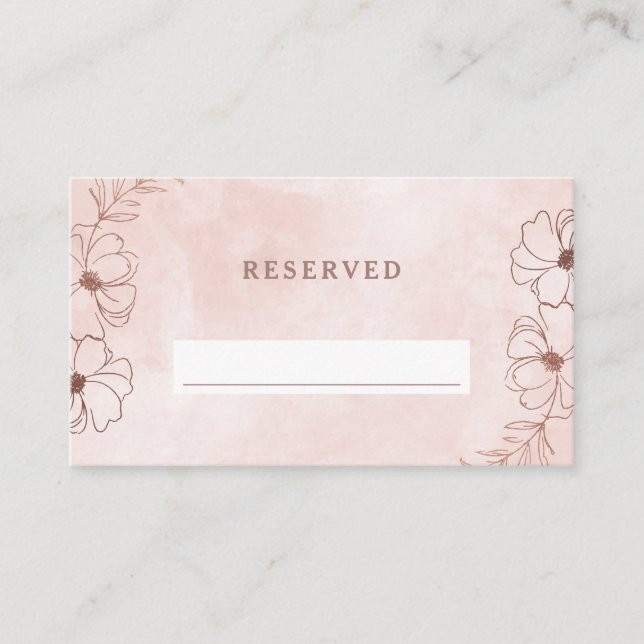Blush Pink & Rose Gold Reservierte Hochzeitssitze Platzkarte (Vorderseite)