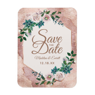 Blush Pink Rose Gold Save the Date Hochzeit Magnet