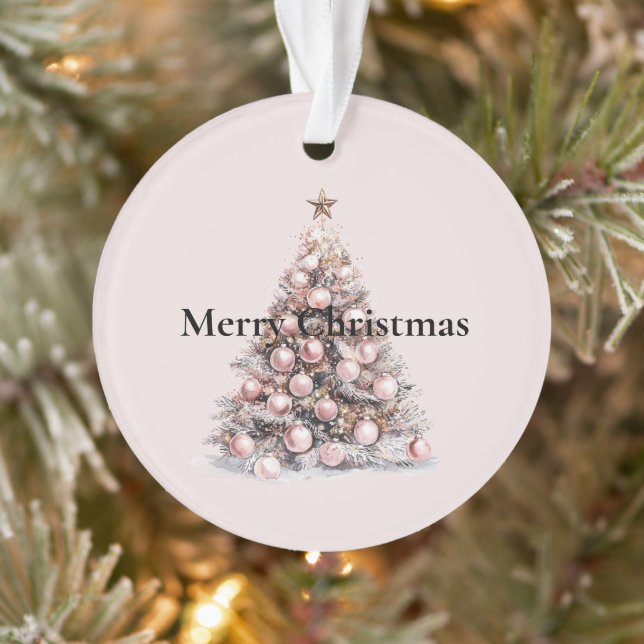 Blush Pink Rose Gold Weißer Weihnachtsbaum Ornament (Baum)