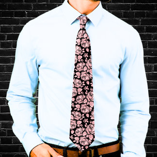 Blush Pink Rose Muster Neck Tie Krawatte