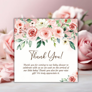Blush Pink Rose Wasserfarbe Girl Babydusche Dankeskarte