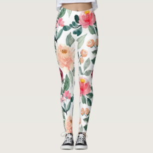 Blush Pink Rose Wasserfarben Muster Leggings