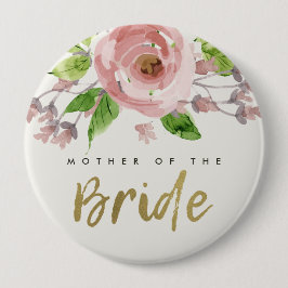 BLUSH PINK ROSE WATERCOLOR FLORAL MOTHER OF BRIDE BUTTON