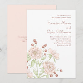 Blush Pink Rose Wedding Modern Einladung