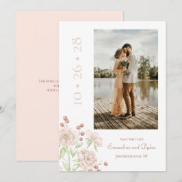 Blush Pink Rose Wedding Modern Save the Date Einladung