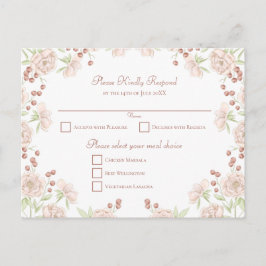 Blush Pink Rose Wedding RSVP Feiertagspostkarte