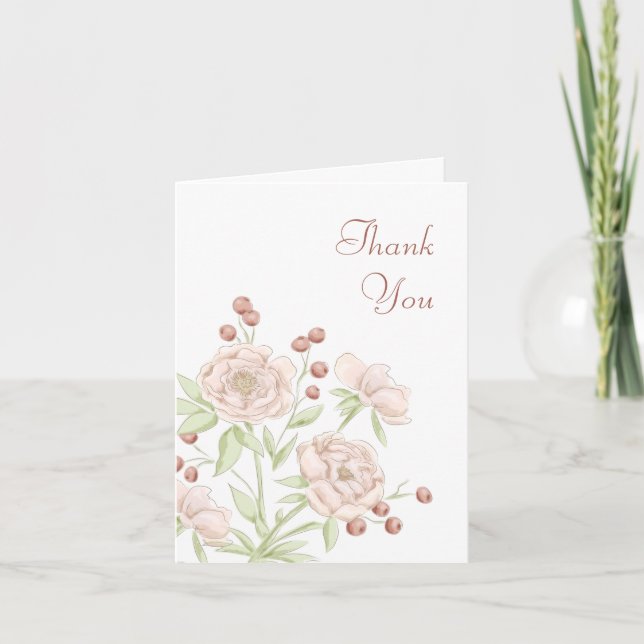 Blush Pink Rose Wedding Thank You Cards Modern Einladung (Vorderseite)
