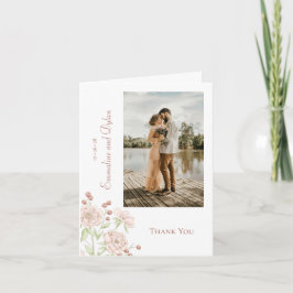 Blush Pink Rose Wedding Thank You Cards Photo Einladung