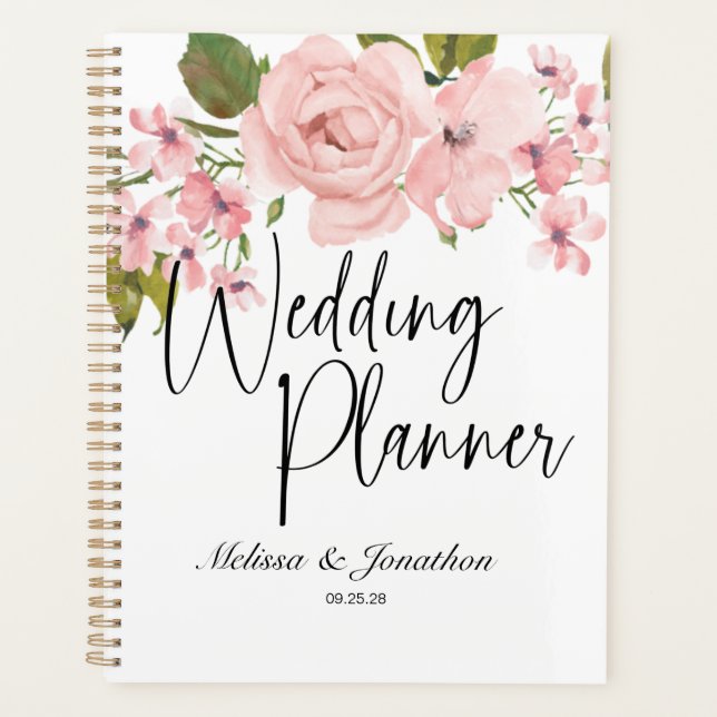 Blush Pink Roses Bloral Wedding Planner Planer (Vorderseite)