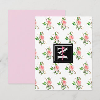 Blush Pink Roses Flackernte Note Card Mitteilungskarte