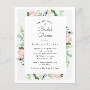 Blush Pink Roses Grüne Bridal Dusche Einladung