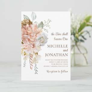 Blush Pink Roses Grüne Christliche Hochzeit Einladung