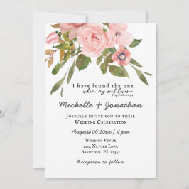Blush Pink Roses Grüne Christliche Hochzeit Einladung