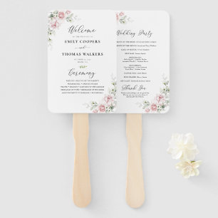 Blush Pink Roses Hochzeitsprogramm Hand Fan Fächer