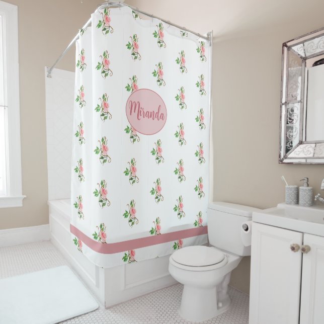 Blush Pink Roses Muster Duschvorhang (Beispiel)
