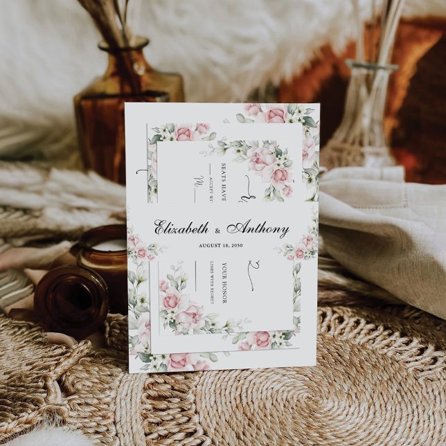 Blush Pink Roses Wedding Einladung Bauchband Einladungsbanderole (Von Creator hochgeladen)