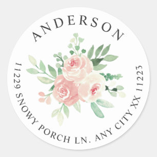 Blush Pink Rücksendeadresse Runder Aufkleber