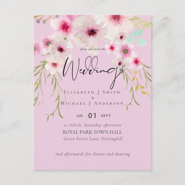 Blush Pink Sage Blumenzettel Postkarte (Vorderseite)
