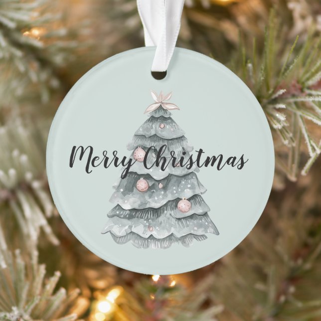 Blush Pink Sage Green Deer Weihnachtsbaum Ornament (Baum)