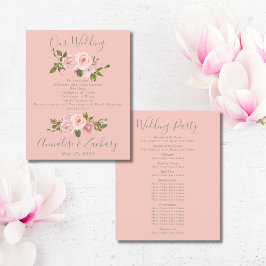 Blush Pink & Sage Green Floral Wedding Programm