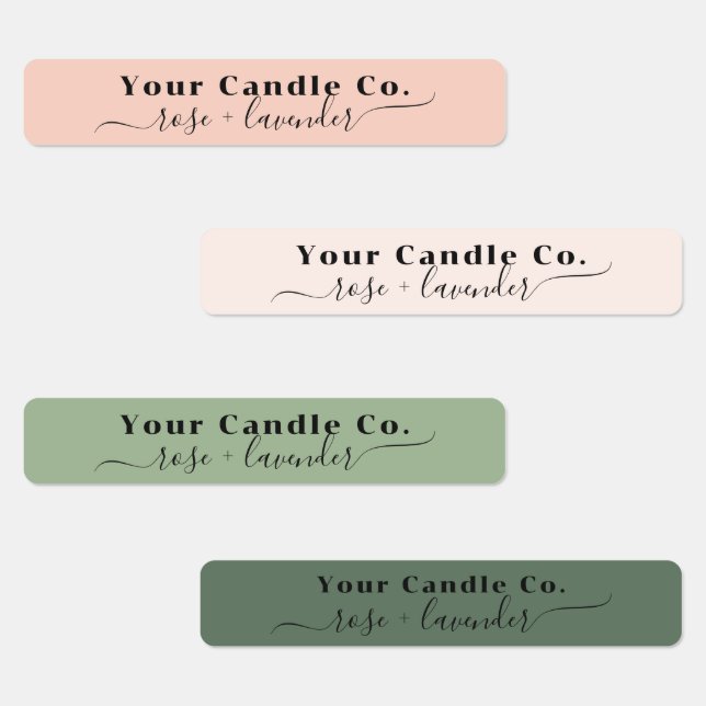 Blush Pink Sage Green Skinny Minimal Candle Label Etiketten (Gruppe)