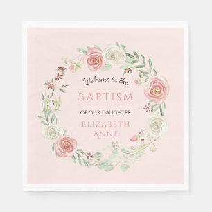 Blush Pink Säugling Taufe Girl Blues Blues Serviette