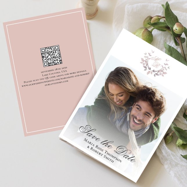 Blush Pink Save the Date Hochzeitsklassisches Foto (Blush pink wedding save the date photo card. )