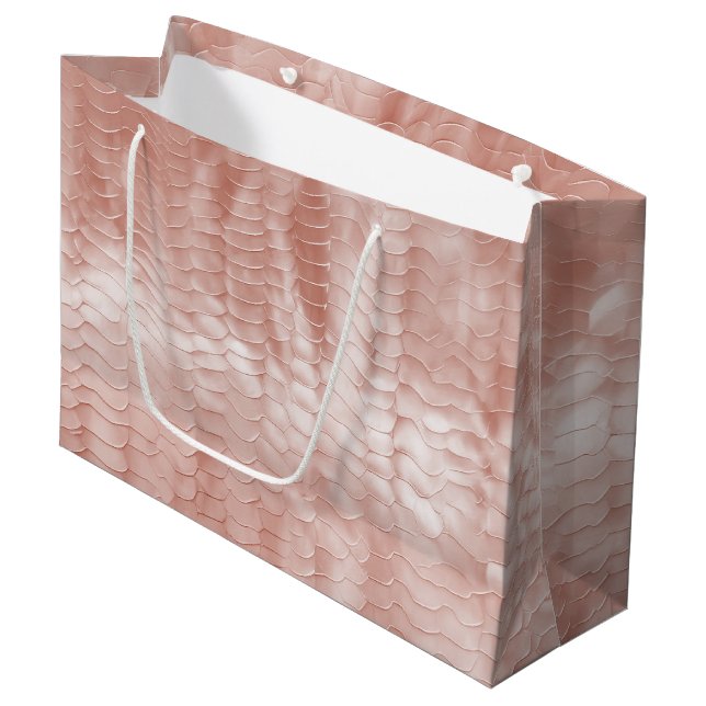 Blush Pink Schlange Print Große Geschenktüte (Vorderseite Schrägansicht)