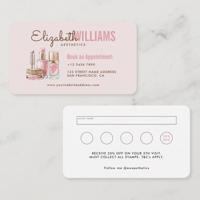 Blush Pink Schönheit Ästhetik Loyalität & Loyalitä Visitenkarte (Vorne/Hinten)