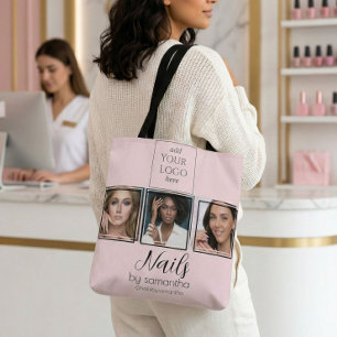 Blush Pink Schrift Logo 3 Foto Nagelstudio Tasche