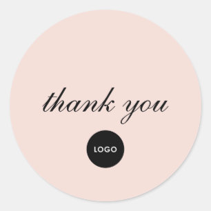 Blush Pink Schrift-Logo Danke Runder Aufkleber