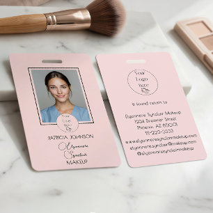 Blush Pink Schrift-Logo Foto Make-up Ausweis