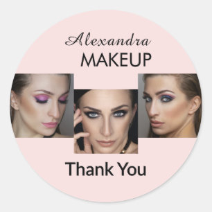 Blush Pink Schrift Logo Foto Make-up Danke Runder Aufkleber