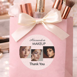 Blush Pink Schrift Logo Foto Make-up Danke Runder Aufkleber