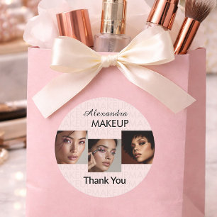 Blush Pink Schrift Logo Foto Make-up Danke Runder Aufkleber