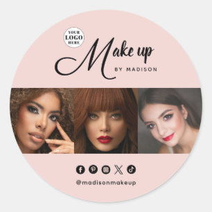 Blush Pink Schrift Logo Foto Make-up Runder Aufkleber