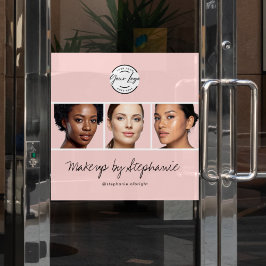 Blush Pink Schrift Logo Foto Makeup Studio Fensteraufkleber