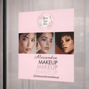 Blush Pink Schrift Logo Foto Makeup Studio Fensteraufkleber