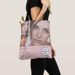 Blush Pink Schrift Logo Foto Makeup Studio Tasche